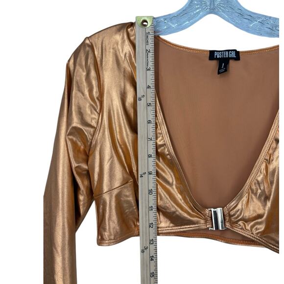 Poster Girl Crop Top Front Close Dua Lipa Large Rose Gold Metallic Revolve - Picture 8 of 9